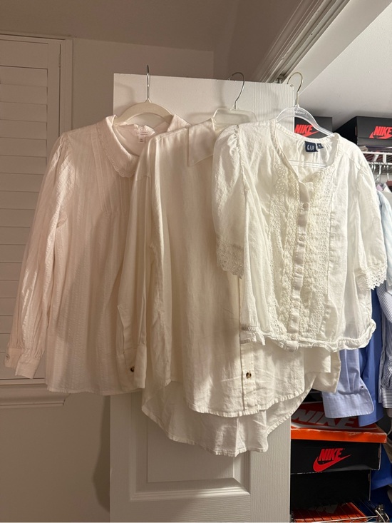 GAP Tops - GAP, Lauren Conrad XL White & Ivory Lace-Trim Button Front Top Set of 3
